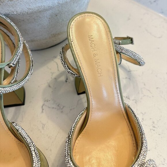 MACH & MACH Double Bow Satin Platform Pump in Pistachio Size 8US / 38EU - Picture 6 of 14